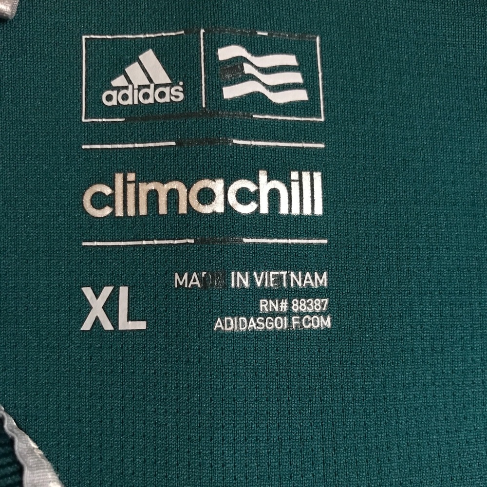 Adidas Climachill XL Polo Shirt Radley Run West Chester Green and White Stripe - Picture 3 of 9